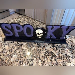Large vintage Metal Halloween SPOOKY sign
